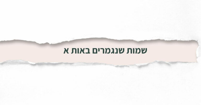 שמות שנגמרים באות א