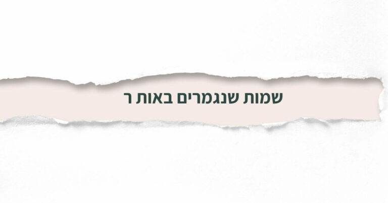 שמות שנגמרים באות ר